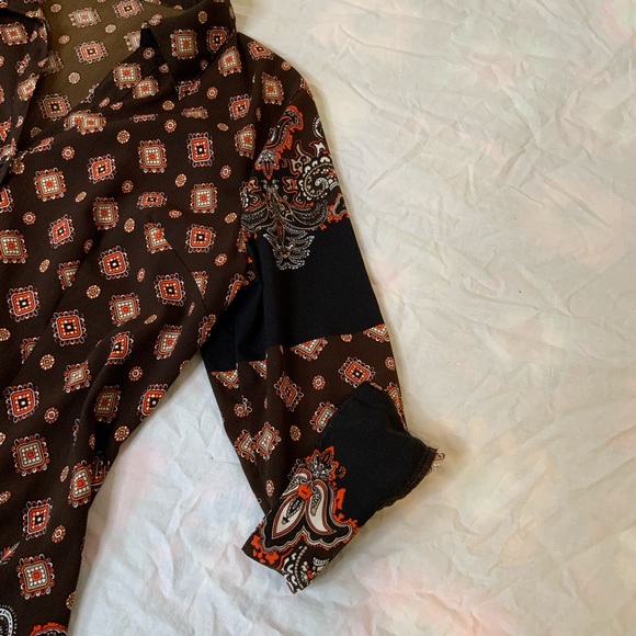 Vintage 70s groovy brown long sleeve button up - Picture 7 of 10